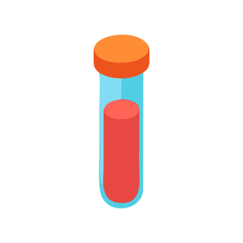 Isometric Test Tube Icon Red Liquid Sample Transparent Background Medical Science Healthcare Illustration png