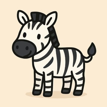 art of a cute cartoon zebra standing, showcasing its iconic black and white stripes, representing the beauty of african wildlife and the charm of animal illustrations vector