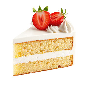 Close-up view of a slice of layered cake isolated on a transparent background. png