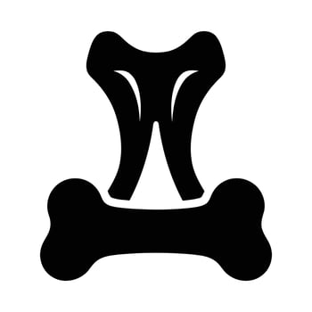 A black and white bone icon on a white background vector