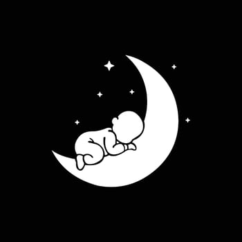 Baby Sleep In Moon Silhouette Illustration Design Template Logo vector