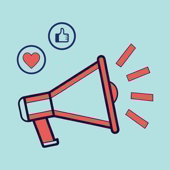 Megaphone with social media icons vector