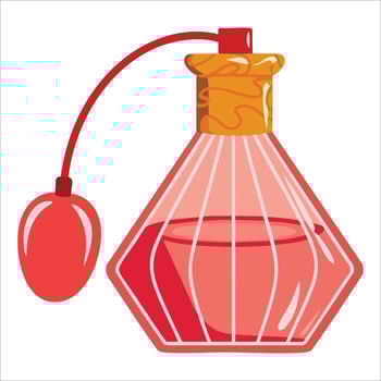 of pink perfume bottle representing cologne, elegance and beauty. Aesthetic fragrance concept in flat style, isolated on white background vector
