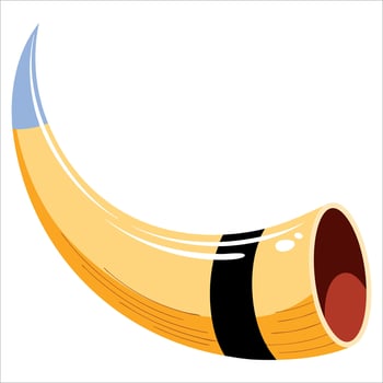 Viking drinking horns illustration in cartoon style. Transparent background hand drawn clipart for Norse and warrior themes vector