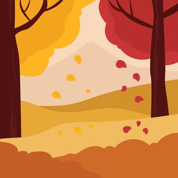 Autumn landscape with trees and fallen leaves vector