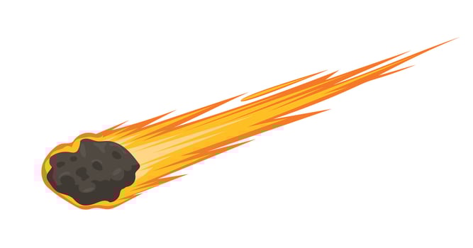 Meteor, cartoon style meteorite, burning, flame meteorite vector