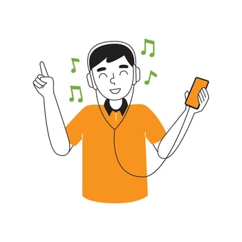 Illustration of a man listening to music with a headset vector