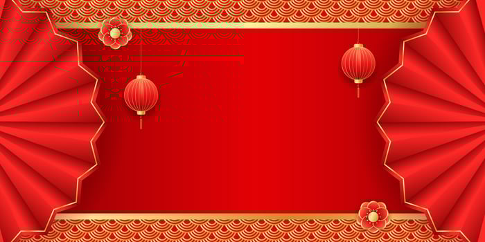 Red decorative background with lanterns vector