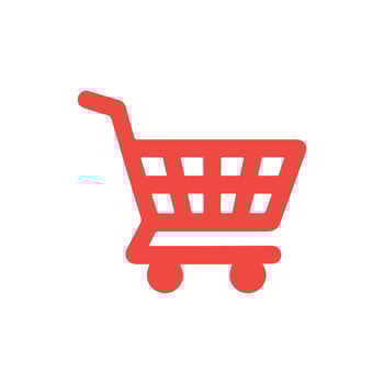 Red shopping cart icon isolated on a clean white background design vector