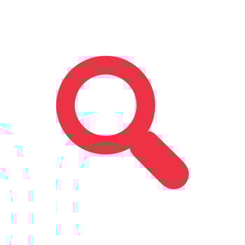 Red magnifying glass icon, search symbol illustration on white background vector