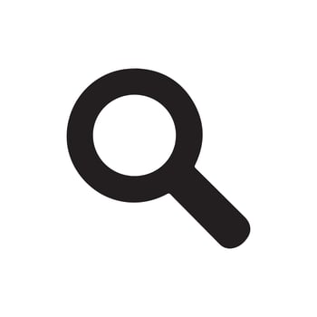 Black magnifying glass icon illustration on white background for search or needs vector