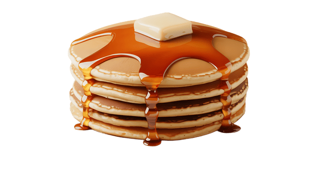 A stack of pancakes with syrup and butter png