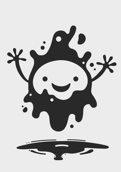 Liquid Cartoon character blot. Cute liquid smiling monster. vector