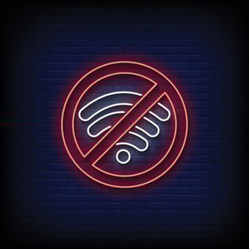 No WiFi symbol in neon vector