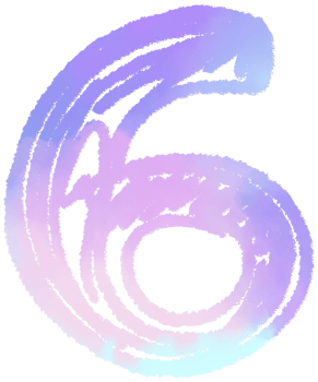 rainbow pastel number six png