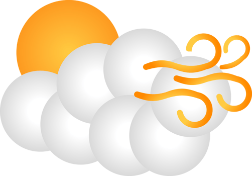 Cloud, Wind with Sun - Weather Icon for Kid Education png