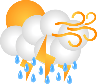 Stormy Weather with Rain, Thunder, and Wind - Daytime Illustration png