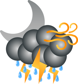 Stormy Night Weather with Rain, Thunder, and Wind - Nighttime Illustration png