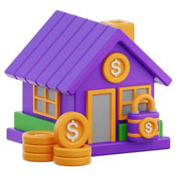 Colorful house with security features png