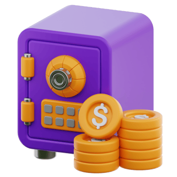 cartoon safe with coins png