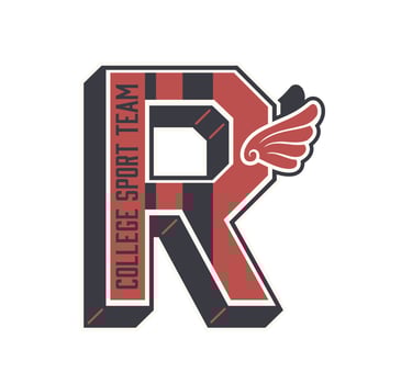 Varsity sport patch, college team players label vector