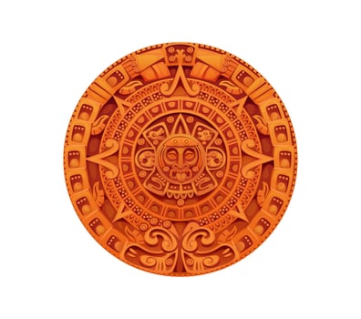 Aztec calendar design in orange vector