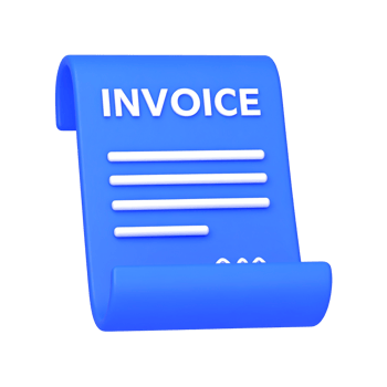 Blue invoice document 3D render illustration on transparent background png