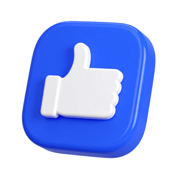 3D Blue Like Button Thumbs Up on transparent background png