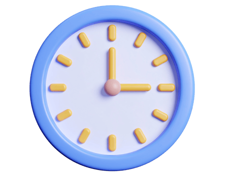 3D rendering of charming blue wall clock isolated on transparent background png