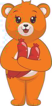 Illustration of Cute Bear with Cartoon Design. Isolated on White Background vector