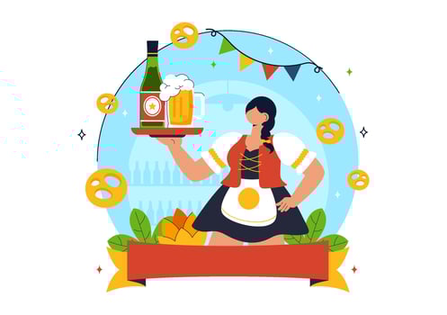 Server with beer and snacks illustration vector