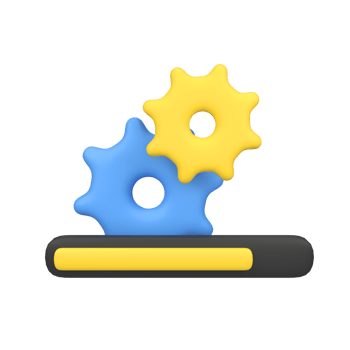 Gears with Loading Bar isolated 3d render icon illustration png