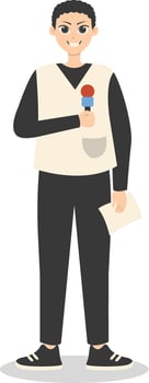 Man Journalist Character with Cartoon Design vector