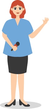 Woman Journalist Character Isolated on White Background. vector