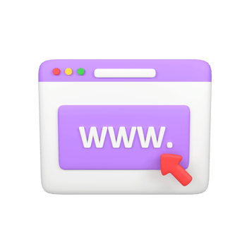 Web with domain and arrow isolated 3d render icon illustration png