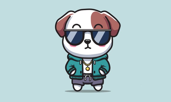 Ilustration graphic of Cute Mini Swagger Hip Hop Style Dog vector