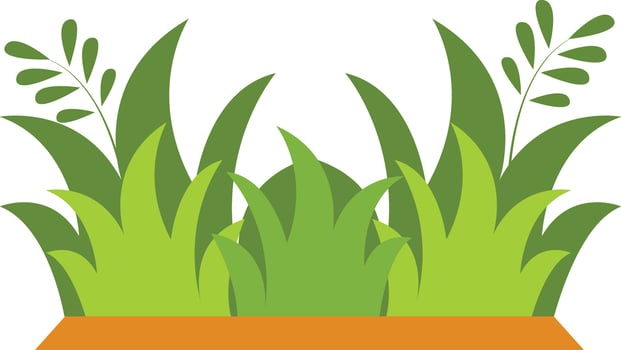 Grass Border Element. Green Lush. Flat Illustration. vector