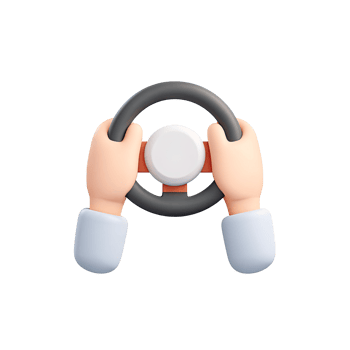 Cartoon hands holding a steering wheel isolated on transparent background png