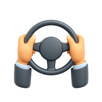 Cartoon hands gripping a steering wheel driving a car isolated on transparent background png