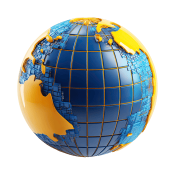 Detailed 3d globe showing continents and oceans isolated on transparent background png
