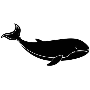 Silhouette of a large black whale swimming in the ocean vector