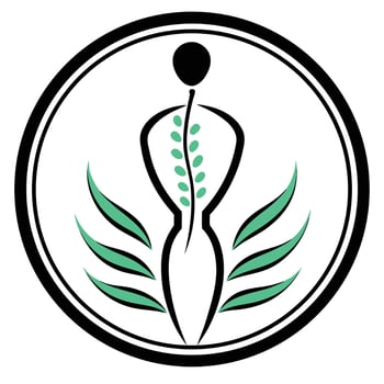 Chiropractic logo with stylized spine and leaf elements vector