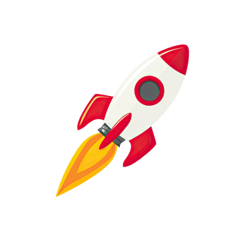 Retro cartoon style rocket ship with fiery exhaust isolated on transparent background png