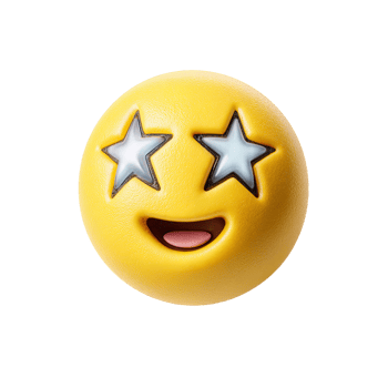 Yellow emoji face with star eyes and open mouth isolated on transparent background png
