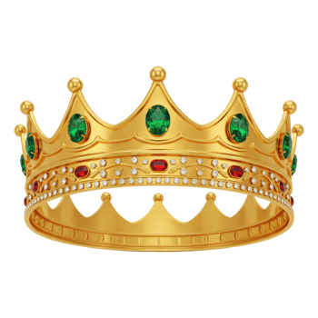 A Golden Crown for a King, Queen, Prince, or Princess, Cut Out, Clipping Path Isolated on a Transparent Background. png