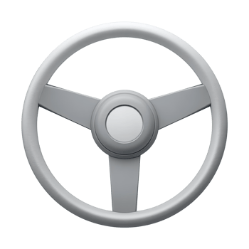 Classic three spoke steering wheel with a central circular hub isolated on transparent background png