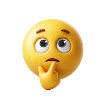 Yellow thinking face emoji with finger on chin isolated on transparent background png