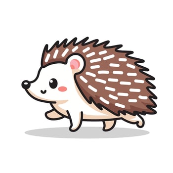 Illustration Graphic Cartoon of a Small Hedgehog, Featuring Fine Details on Its Quills and Expressive Face as It Takes a Leisurely Stroll vector