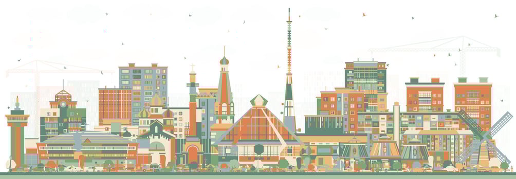 Yakutsk Russia city skyline with color buildings. Illustration. Yakutsk cityscape with landmarks. Business travel and tourism concept with modern and historic architecture. vector