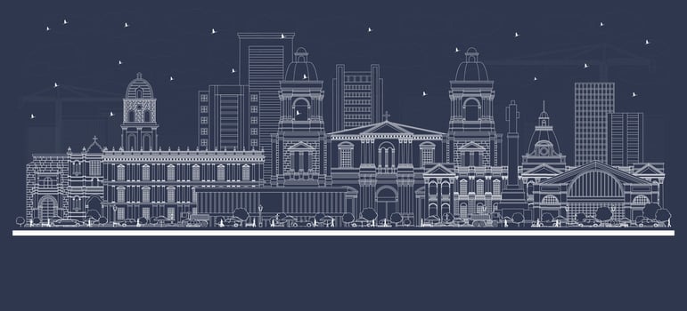 Outline La Paz Bolivia City Skyline with white Buildings. Illustration. Business Travel and Tourism Concept with Historic Architecture. La Paz Cityscape with Landmarks. vector